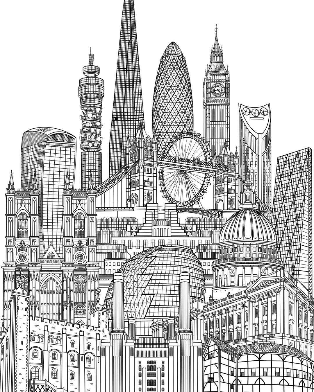 Personalised London City Illustration Print