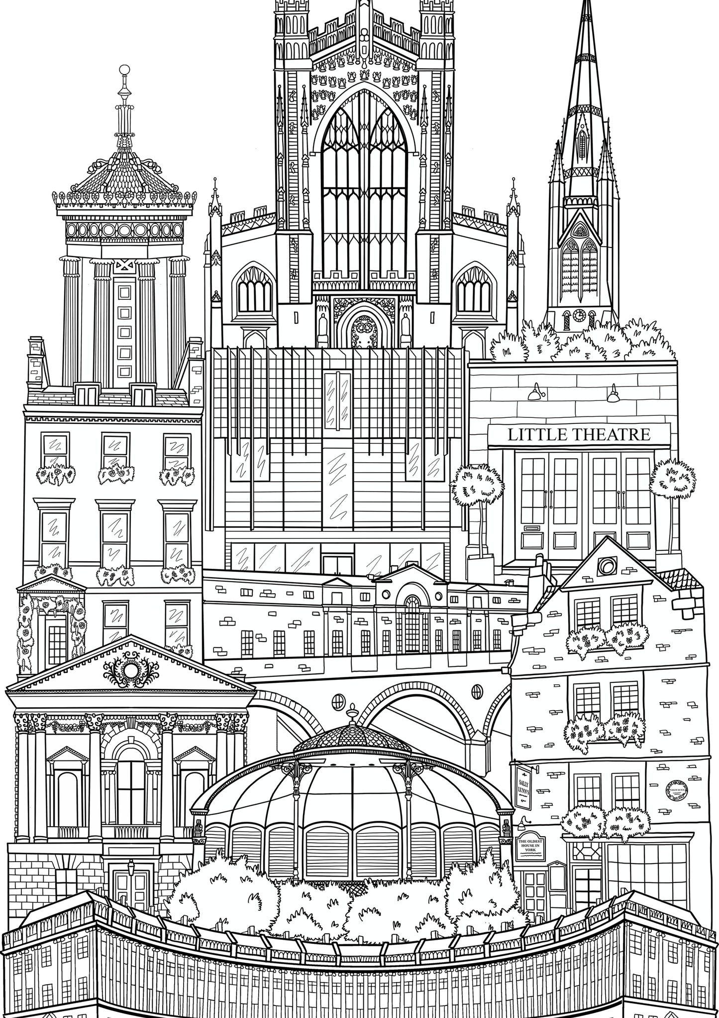 Personalised Bath City Illustration Print
