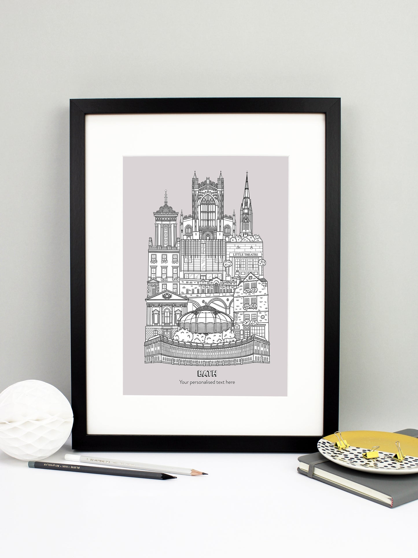 Personalised Bath City Illustration Print