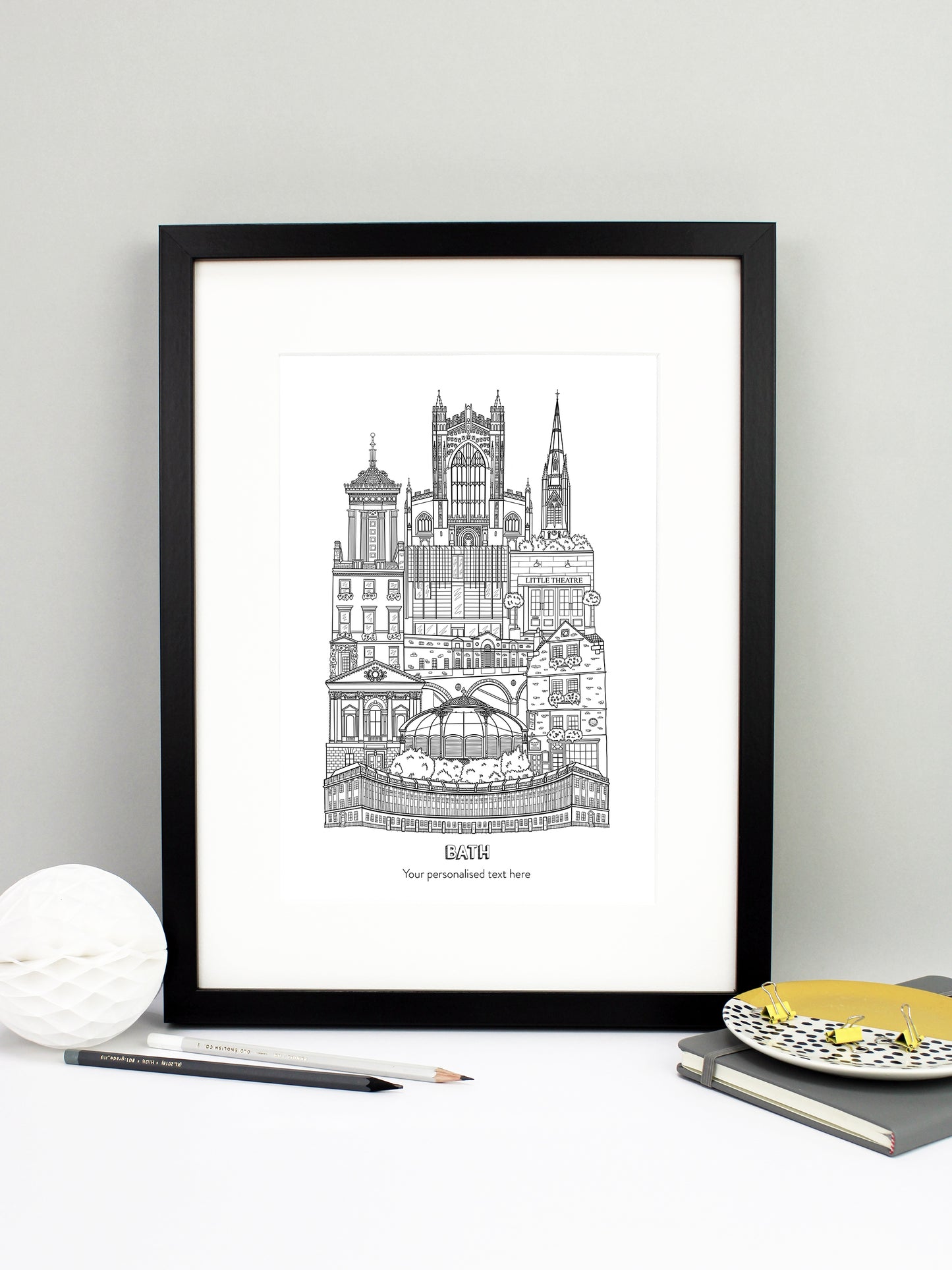 Personalised Bath City Illustration Print