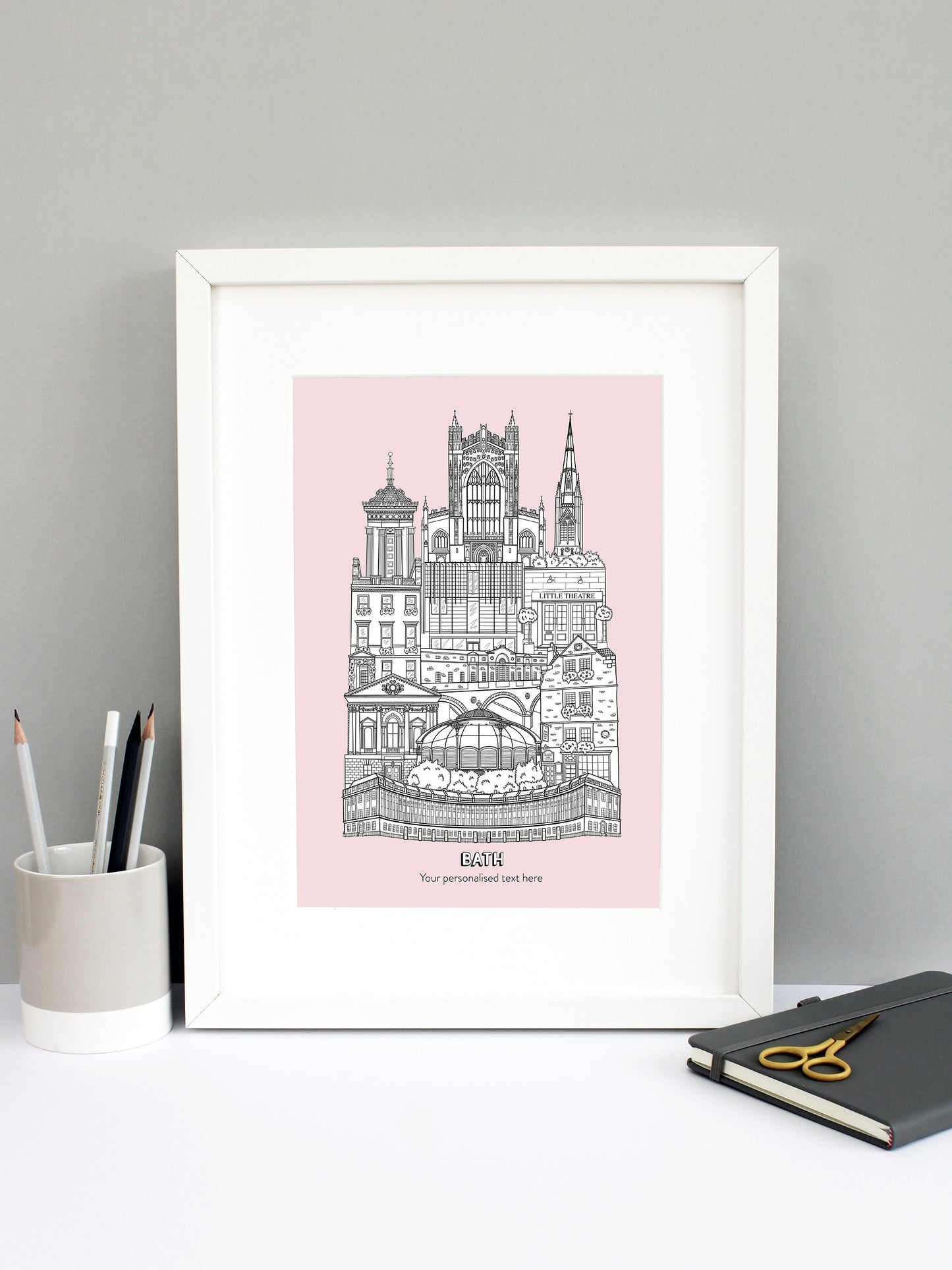 Personalised Bath City Illustration Print