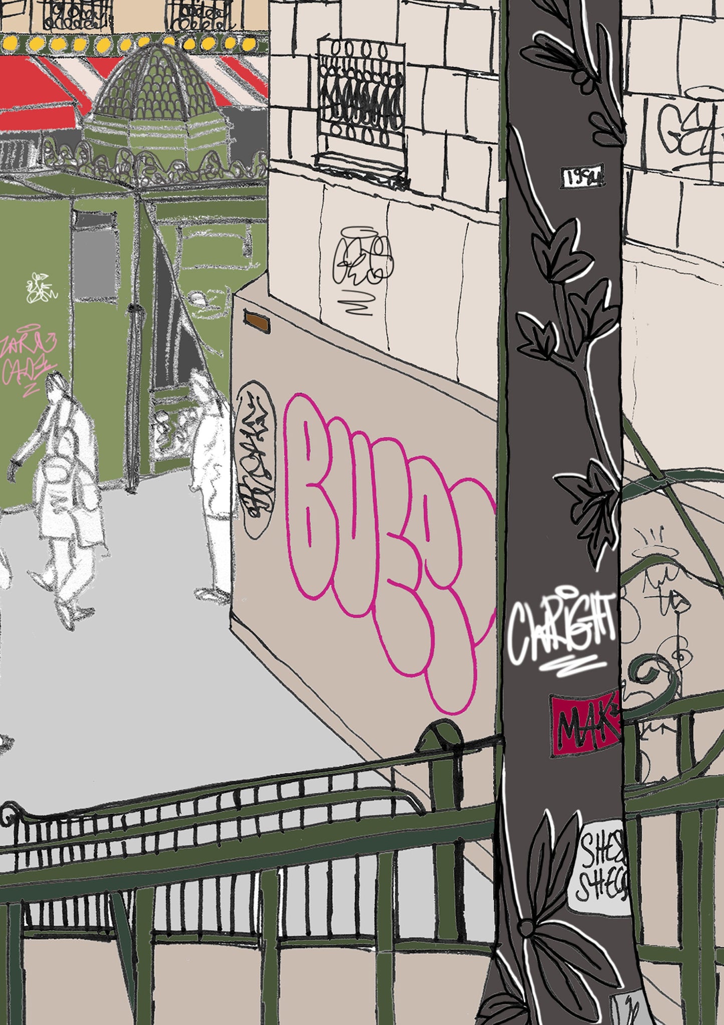 Paris Métropolitain Street Illustration