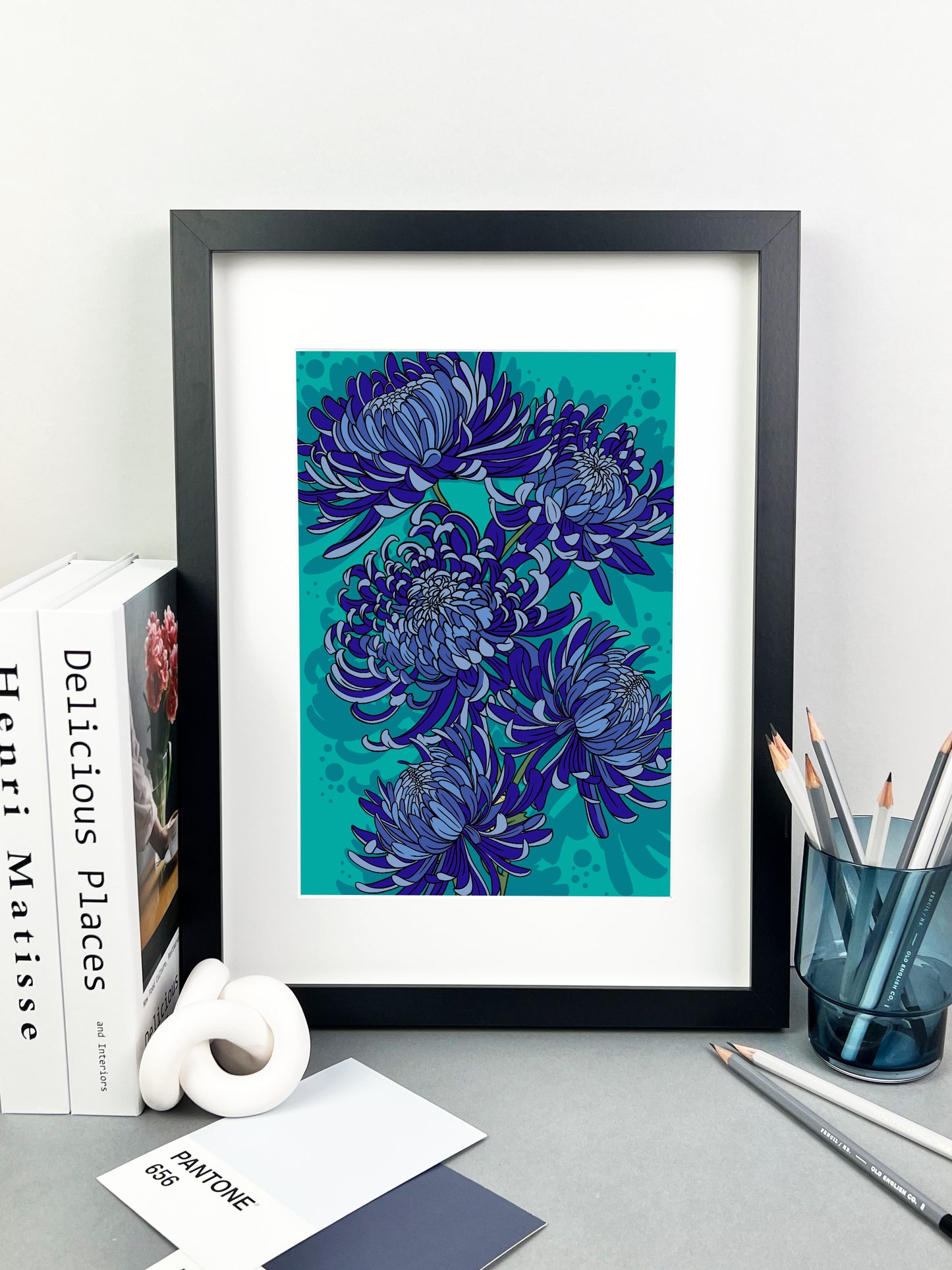 Blue Chrysanthemum Print