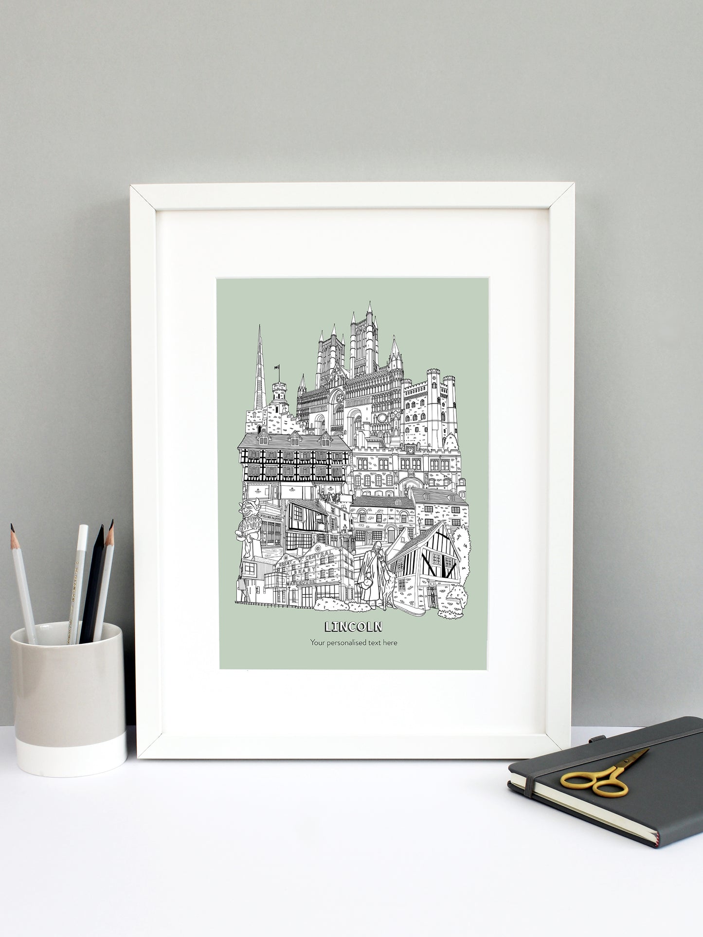 Personalised Lincoln City Illustration Print