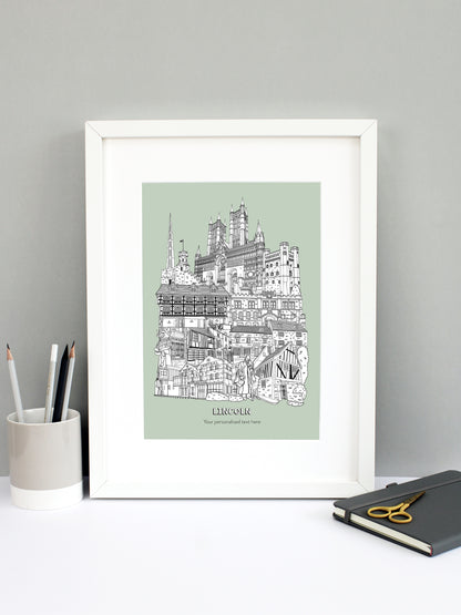Personalised Lincoln City Illustration Print