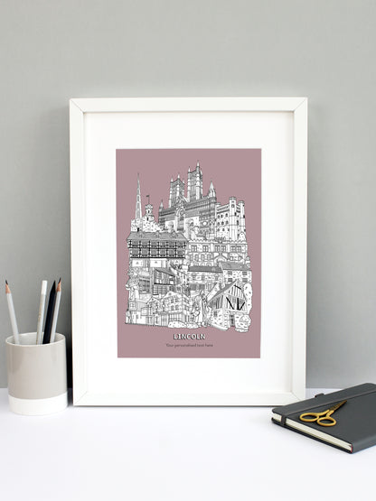 Personalised Lincoln City Illustration Print