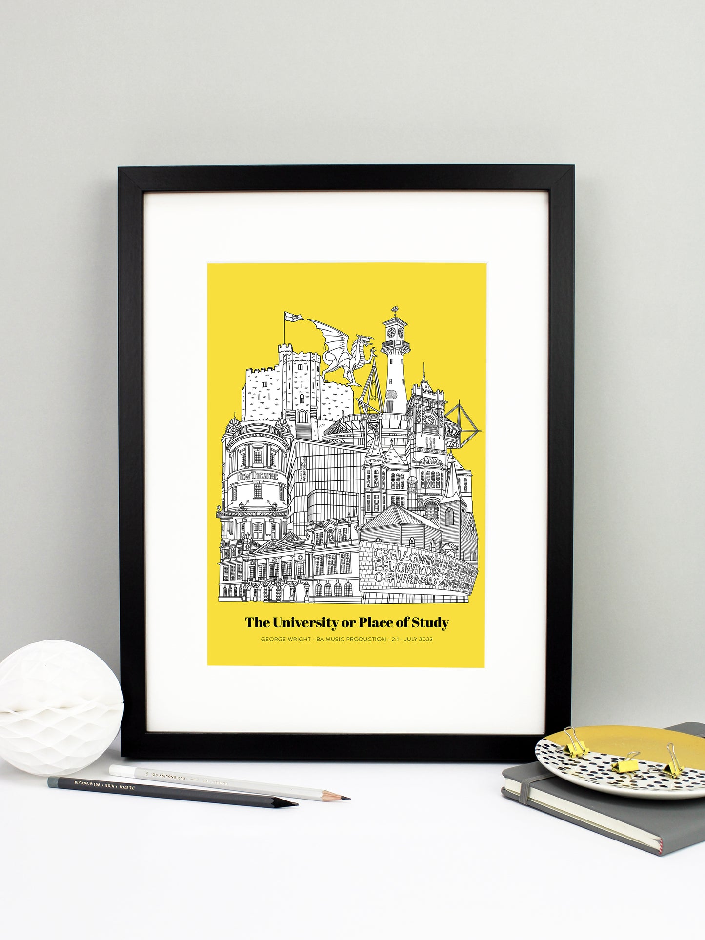 Personalised Cardiff Graduation Print