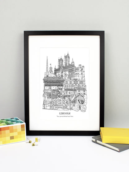 Personalised Lincoln City Illustration Print