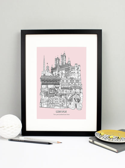 Personalised Lincoln City Illustration Print