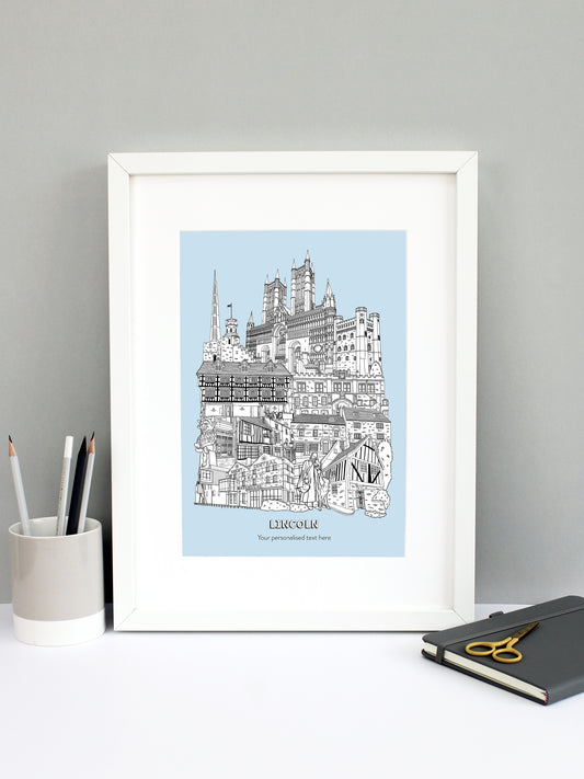 Personalised Lincoln City Illustration Print
