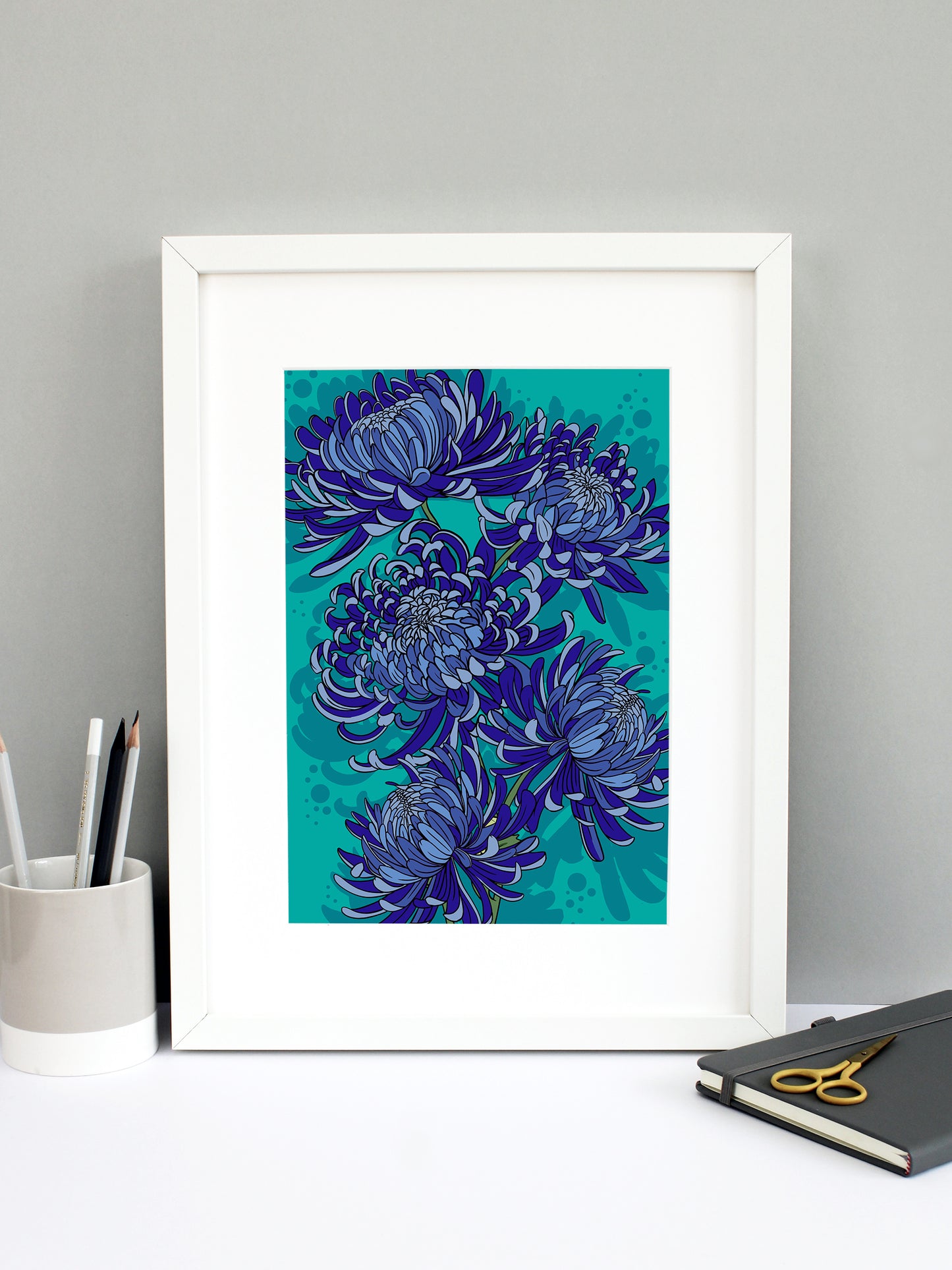 Blue Chrysanthemum Print
