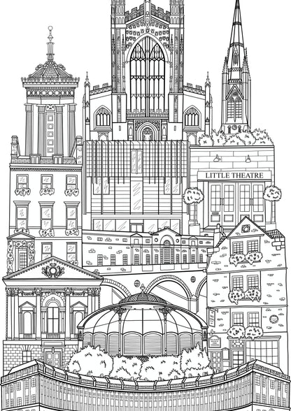 Personalised Bath City Illustration Print
