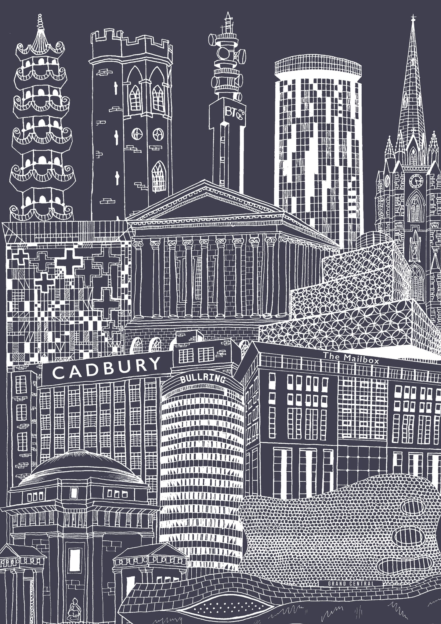 Personalised Blueprint Birmingham Illustration