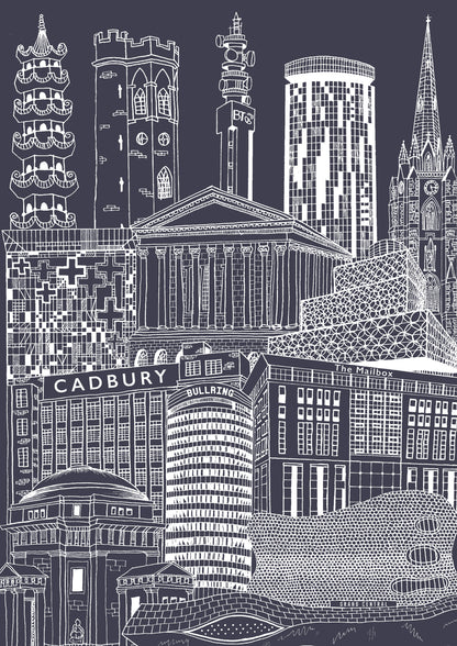 Personalised Blueprint Birmingham Illustration