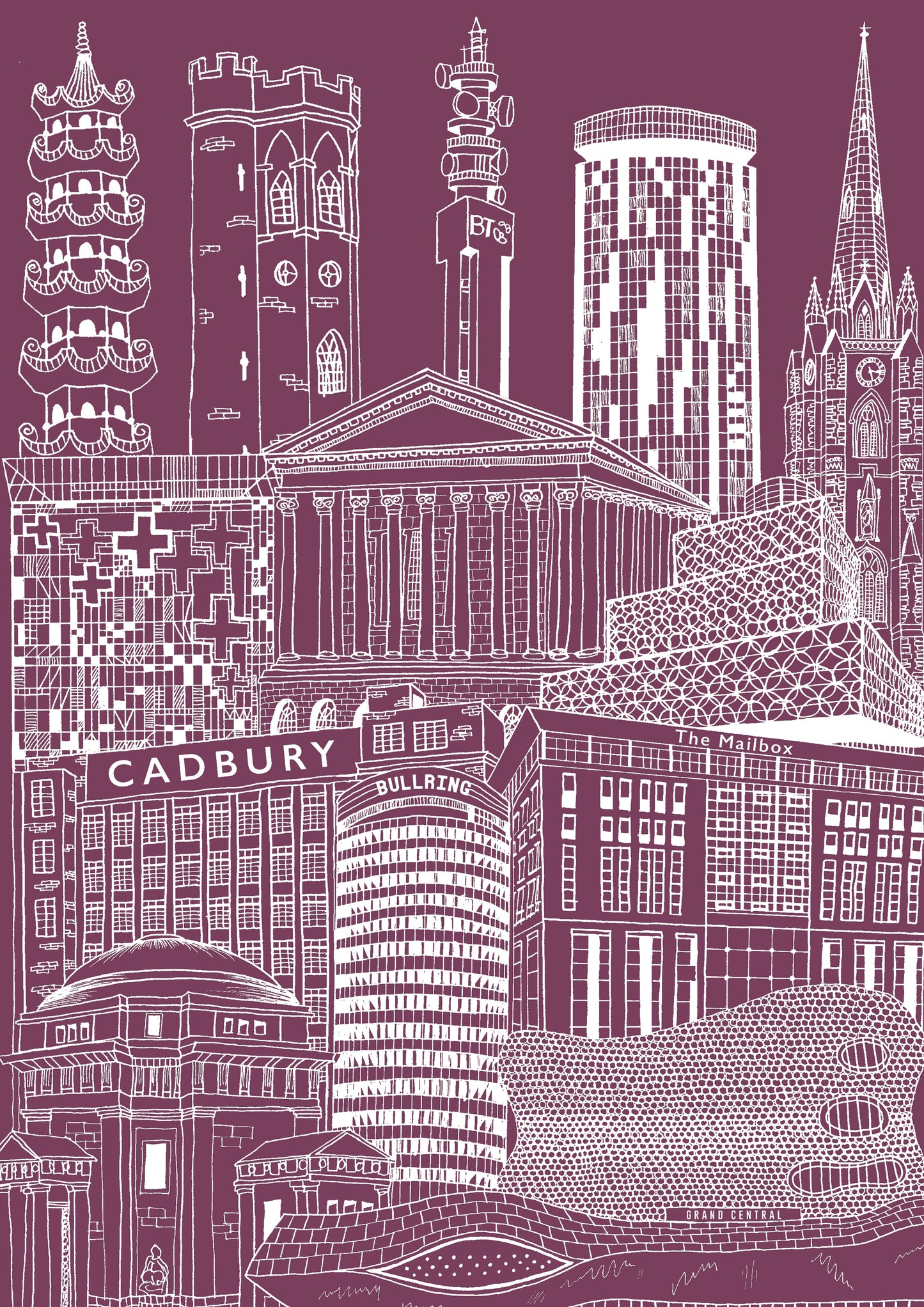 Personalised Blueprint Birmingham Illustration