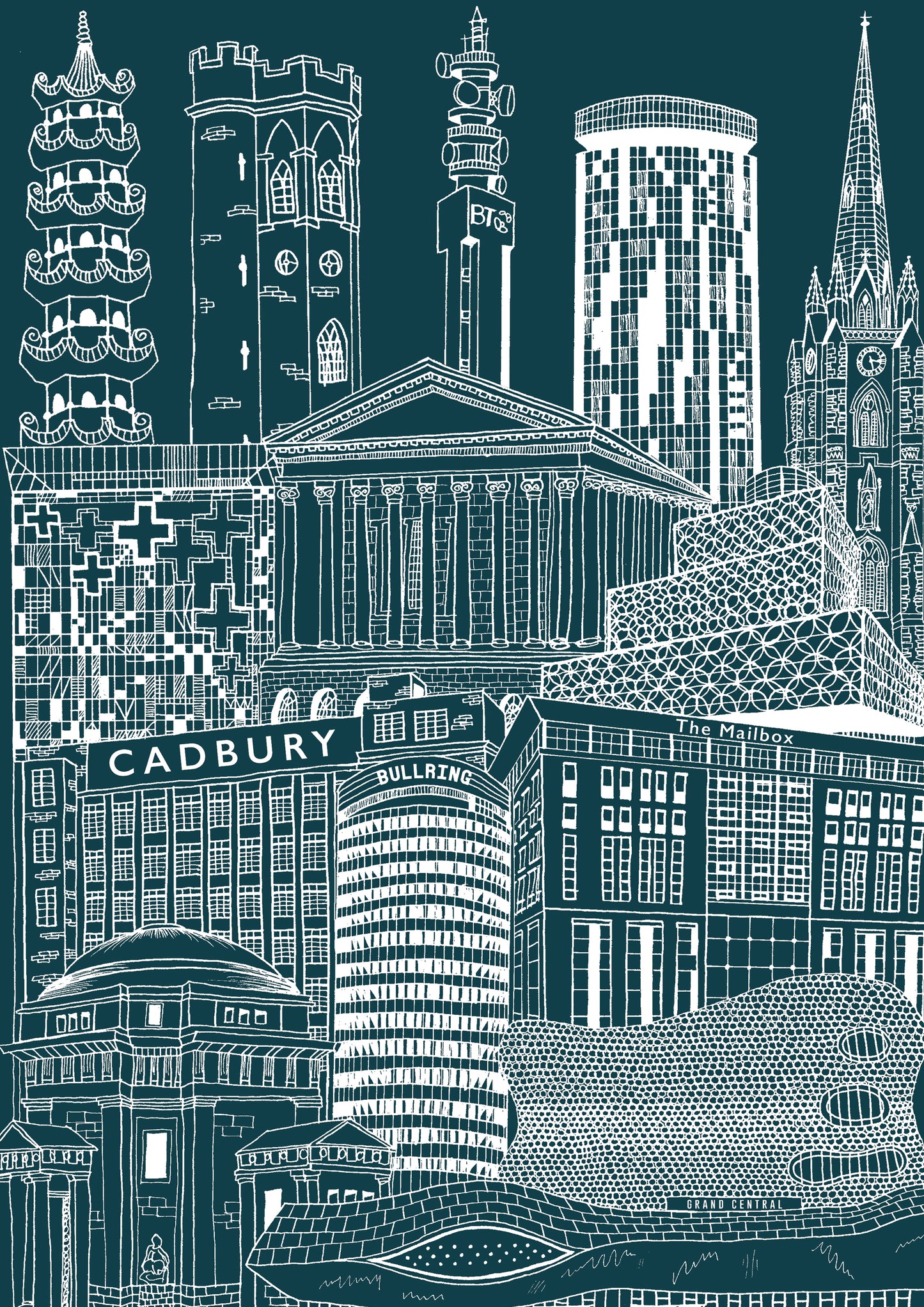 Personalised Blueprint Birmingham Illustration