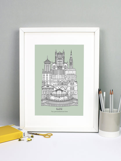 Personalised Bath City Illustration Print