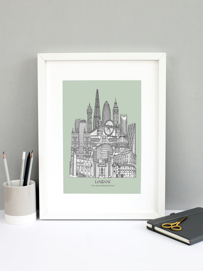 Personalised London City Illustration Print