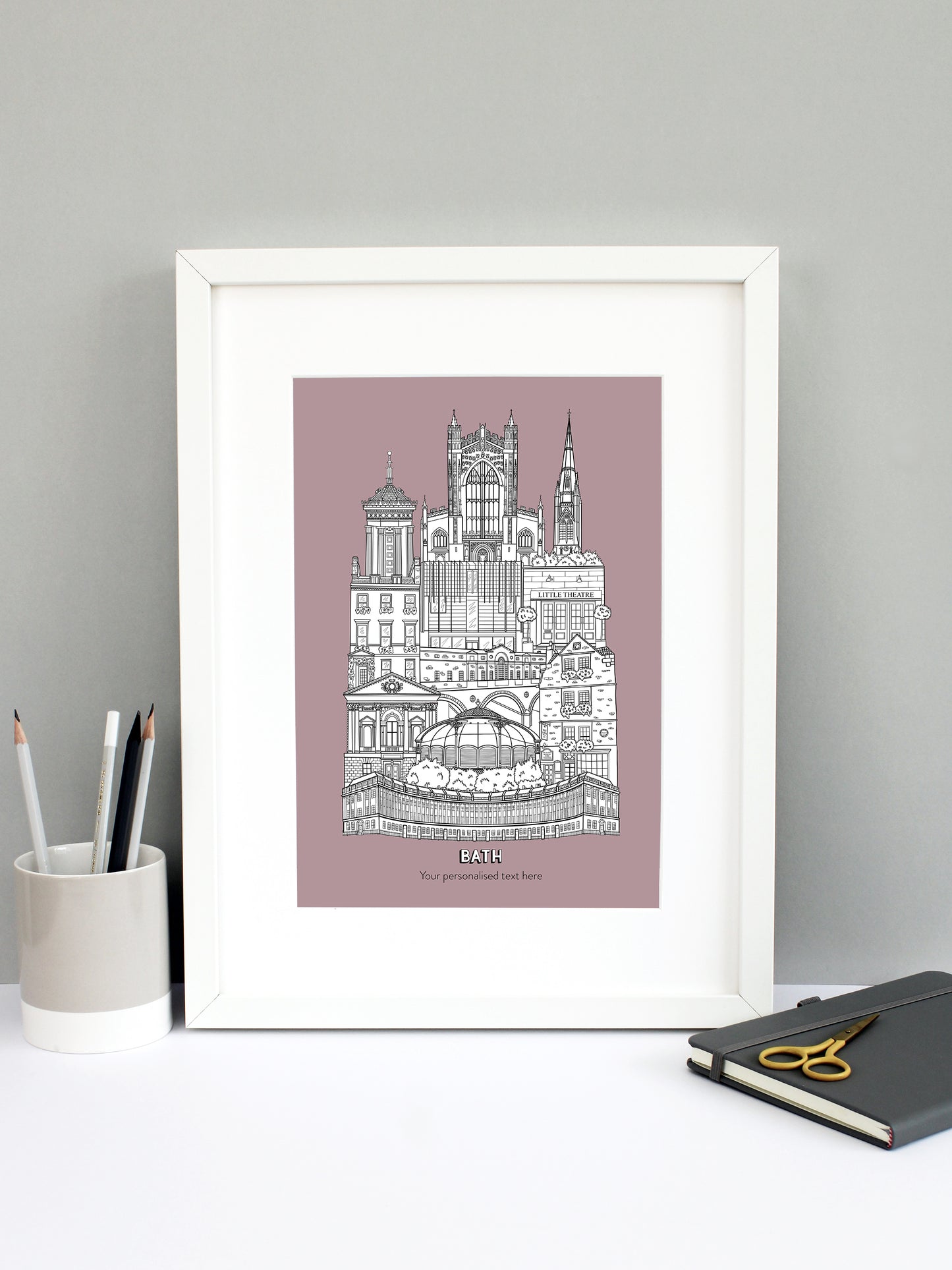 Personalised Bath City Illustration Print