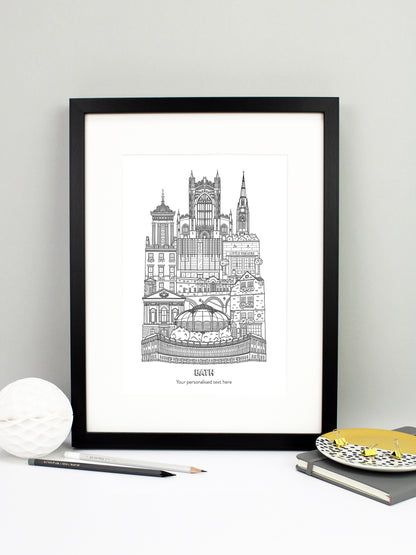 Personalised Bath City Illustration Print
