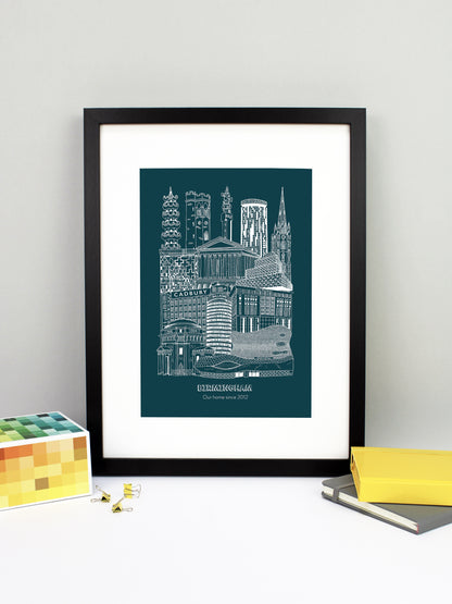 Personalised Blueprint Birmingham Illustration