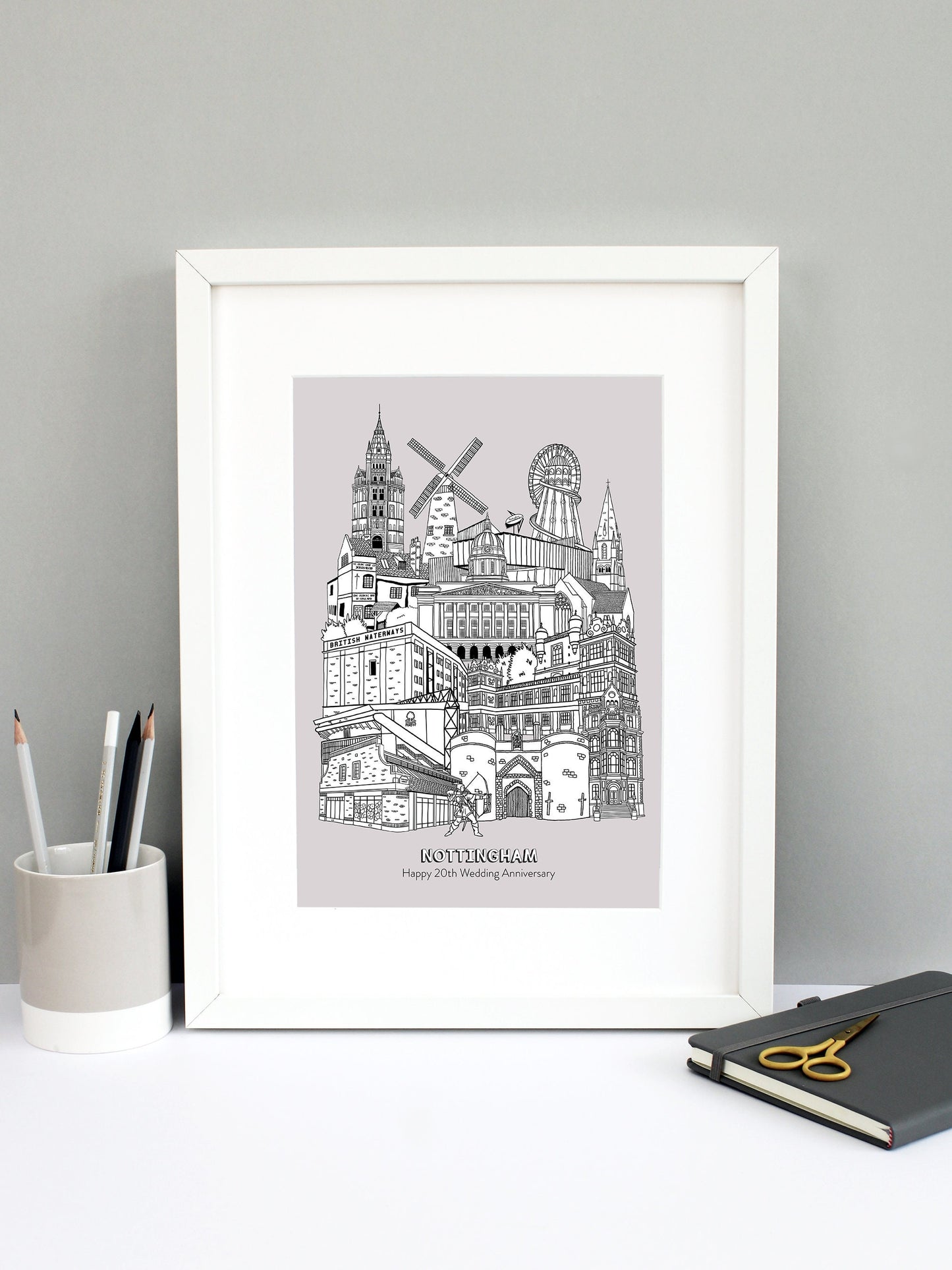 Nottingham city print illustration