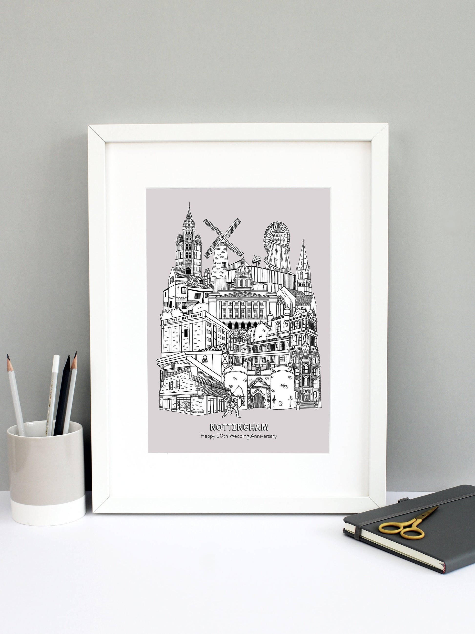 Nottingham city print illustration