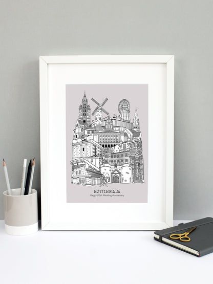 Nottingham city print illustration