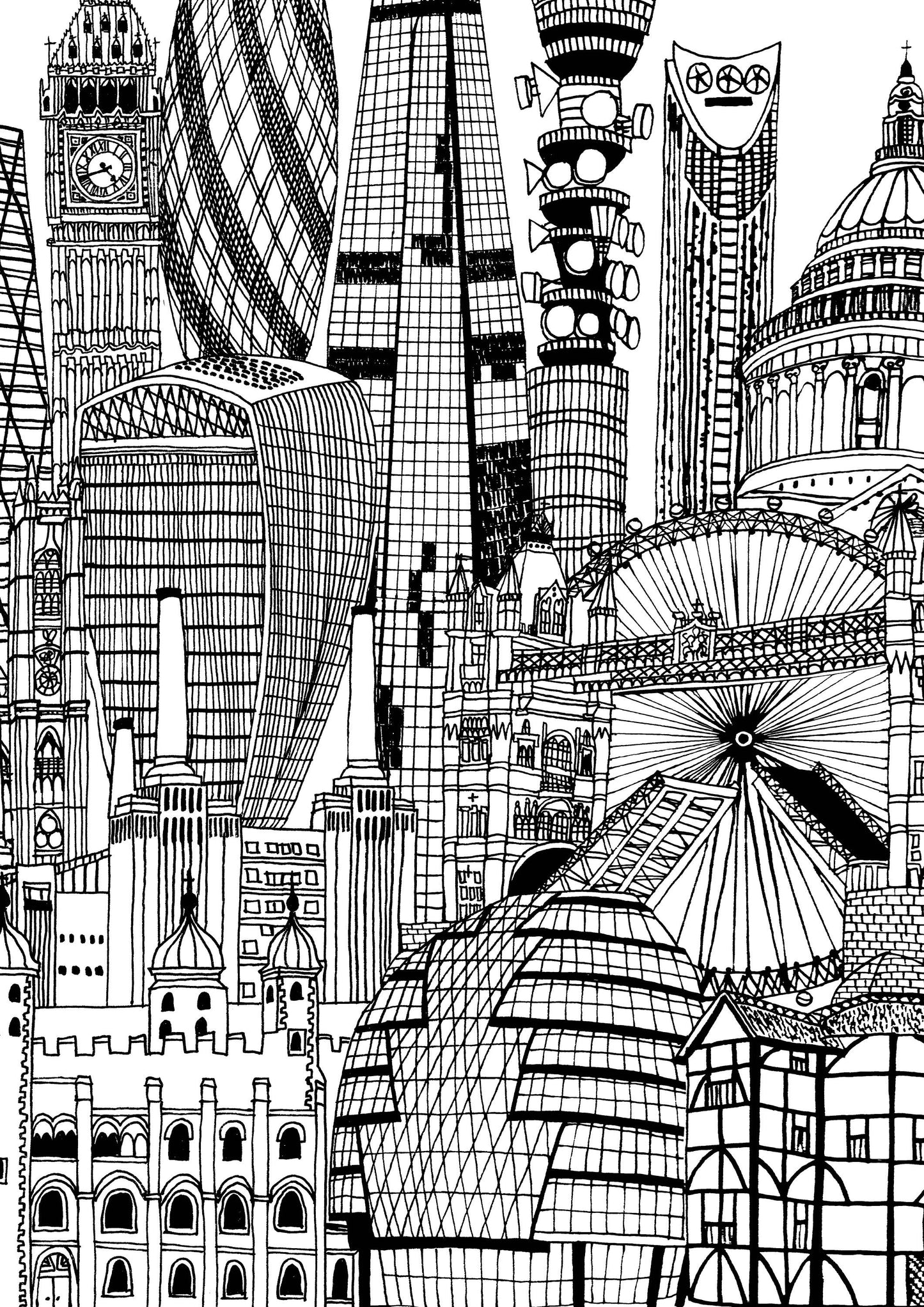 Personalised London City Illustration Print