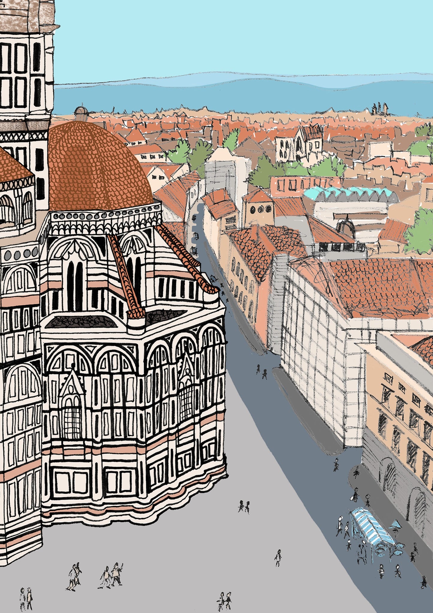 Florence Duomo Cathedral Illustration