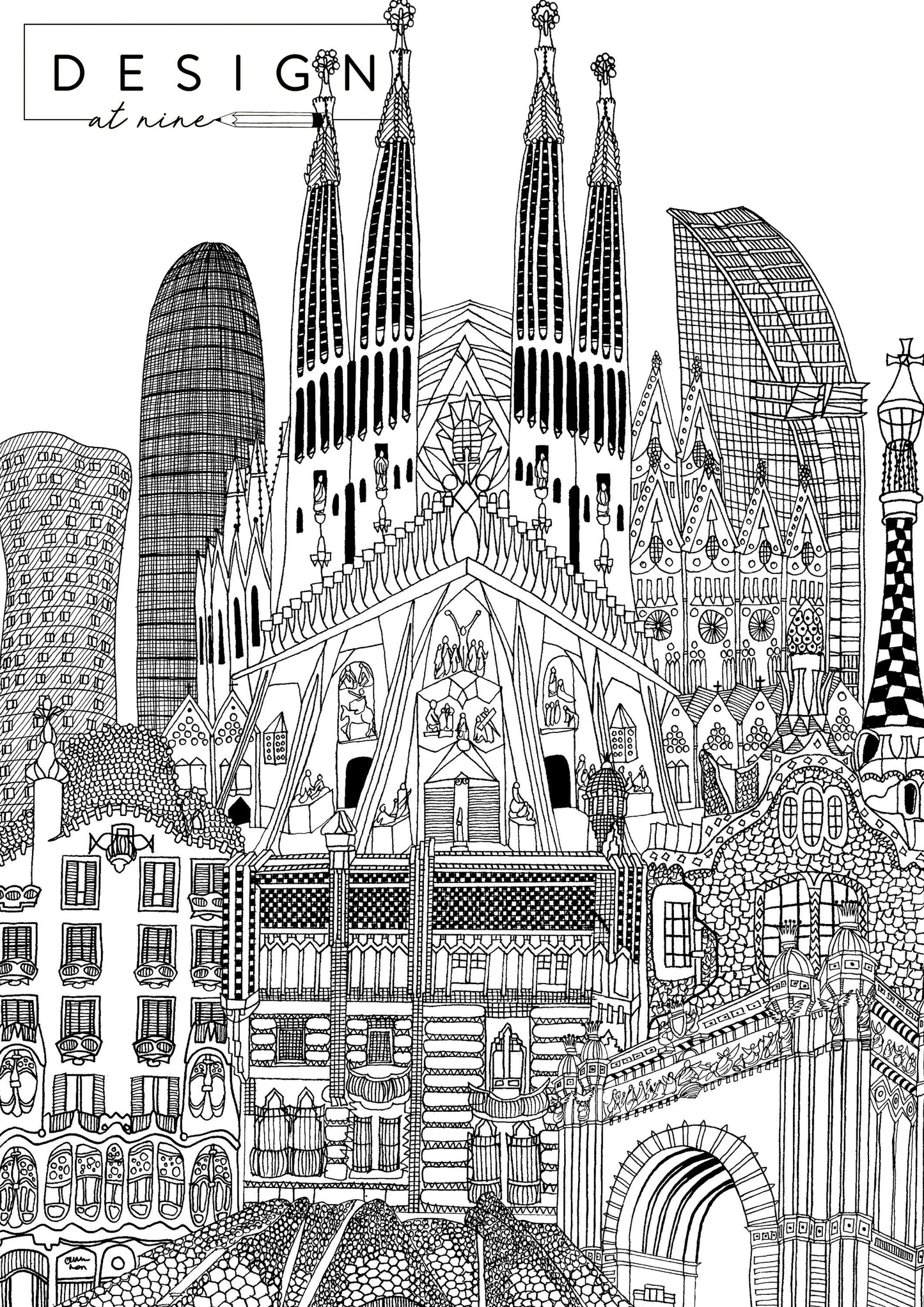 Personalised Barcelona City Illustration Print