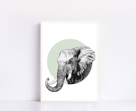 Elephant Illustration Print