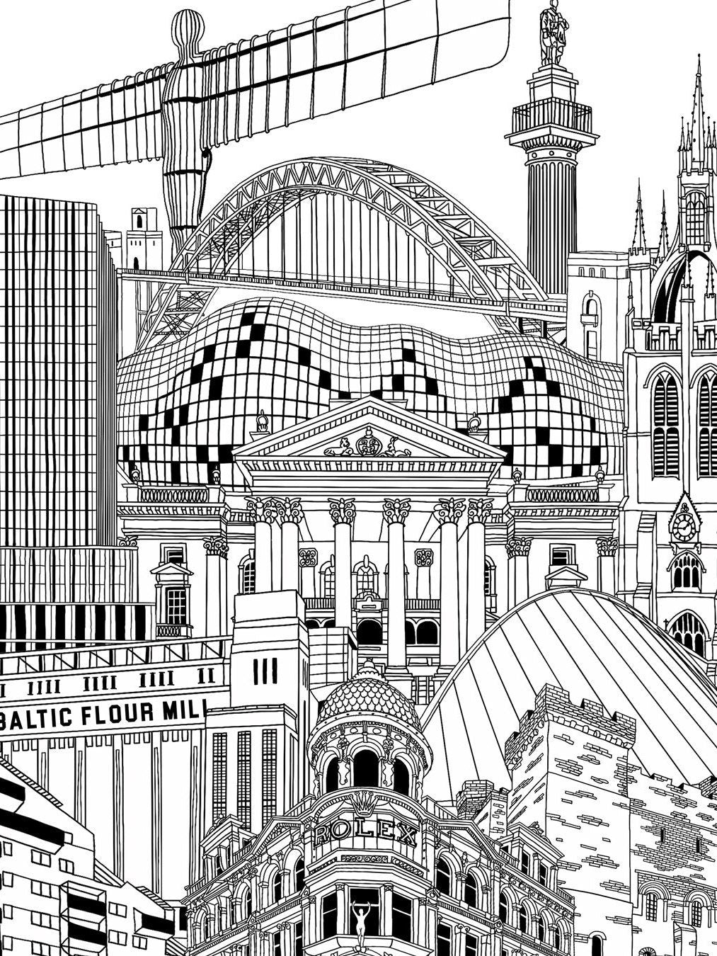 Personalised Newcastle City Illustration Print