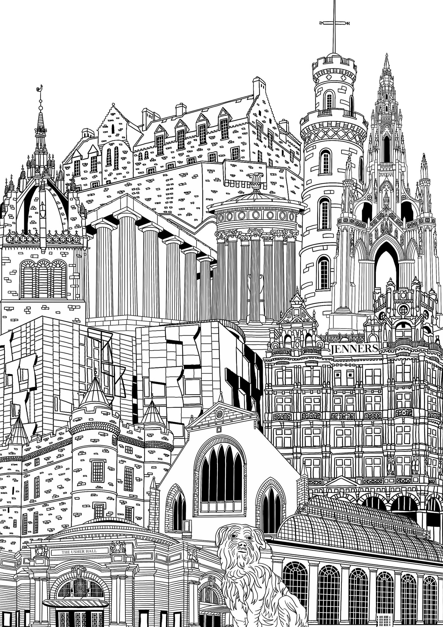 Personalised Edinburgh City Illustration Print