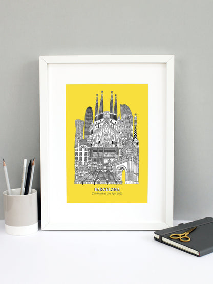 Personalised Barcelona City Illustration Print