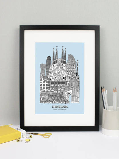 Personalised Barcelona City Illustration Print