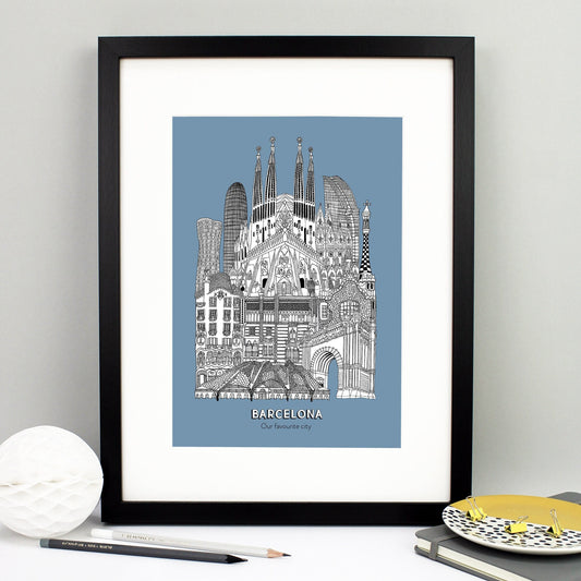 Personalised Barcelona City Illustration Print