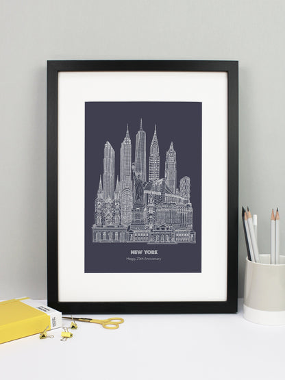 Personalised Blueprint New York Illustration