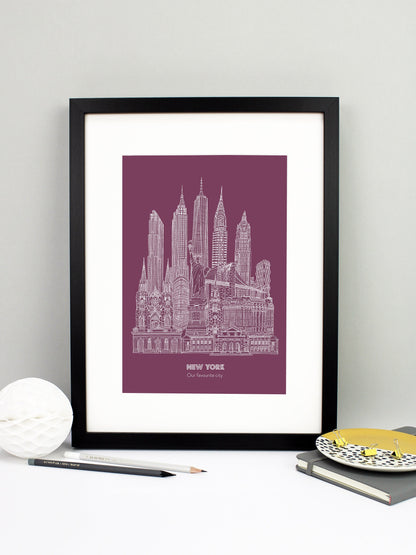 Personalised Blueprint New York Illustration