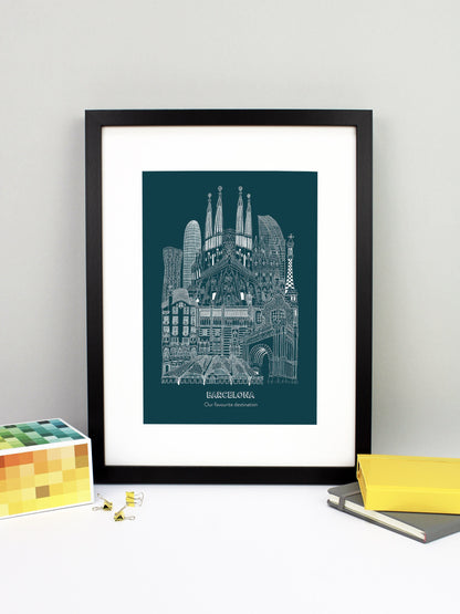 Personalised Blueprint Barcelona Illustration