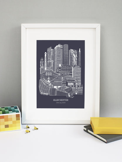 Personalised Blueprint Manchester Illustration