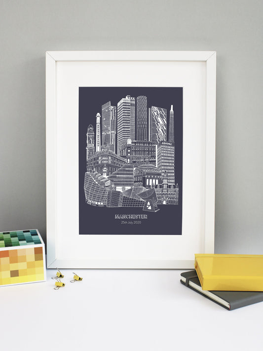Personalised Blueprint Manchester Illustration