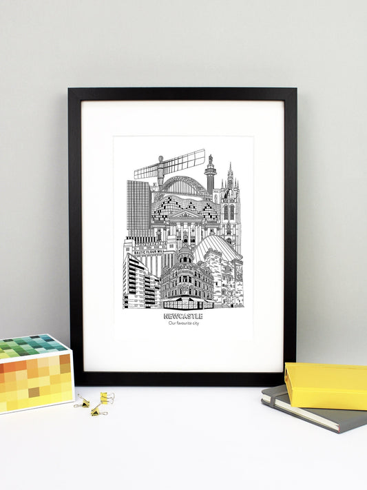 Personalised Newcastle City Illustration Print