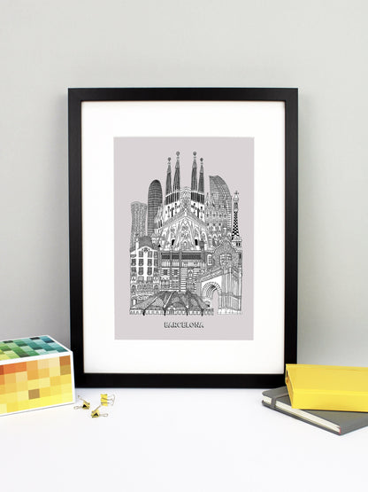 Personalised Barcelona City Illustration Print