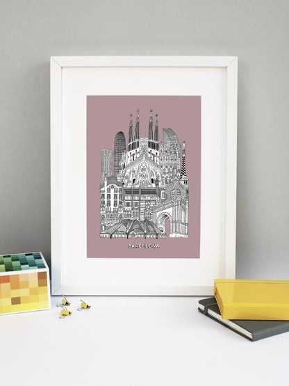 Personalised Barcelona City Illustration Print
