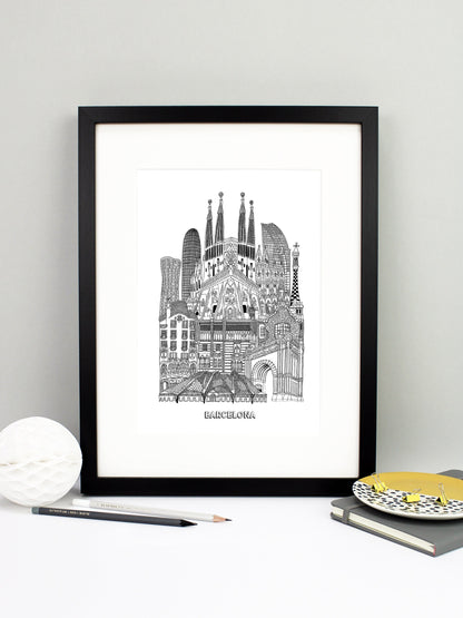 Personalised Barcelona City Illustration Print