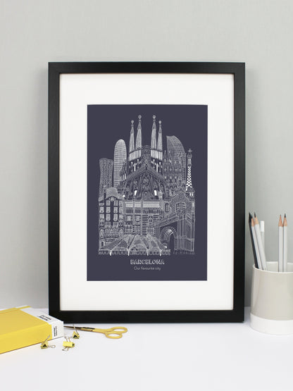 Personalised Blueprint Barcelona Illustration