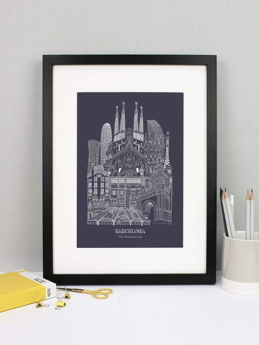 Personalised Blueprint Barcelona Illustration