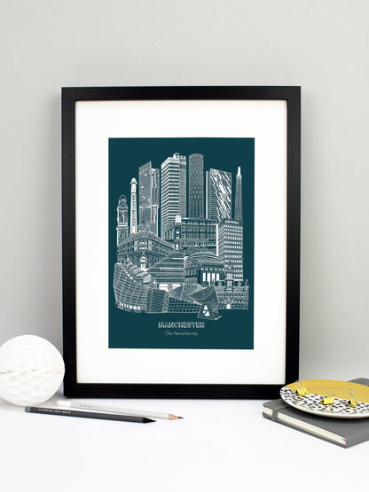 Personalised Blueprint Manchester Illustration