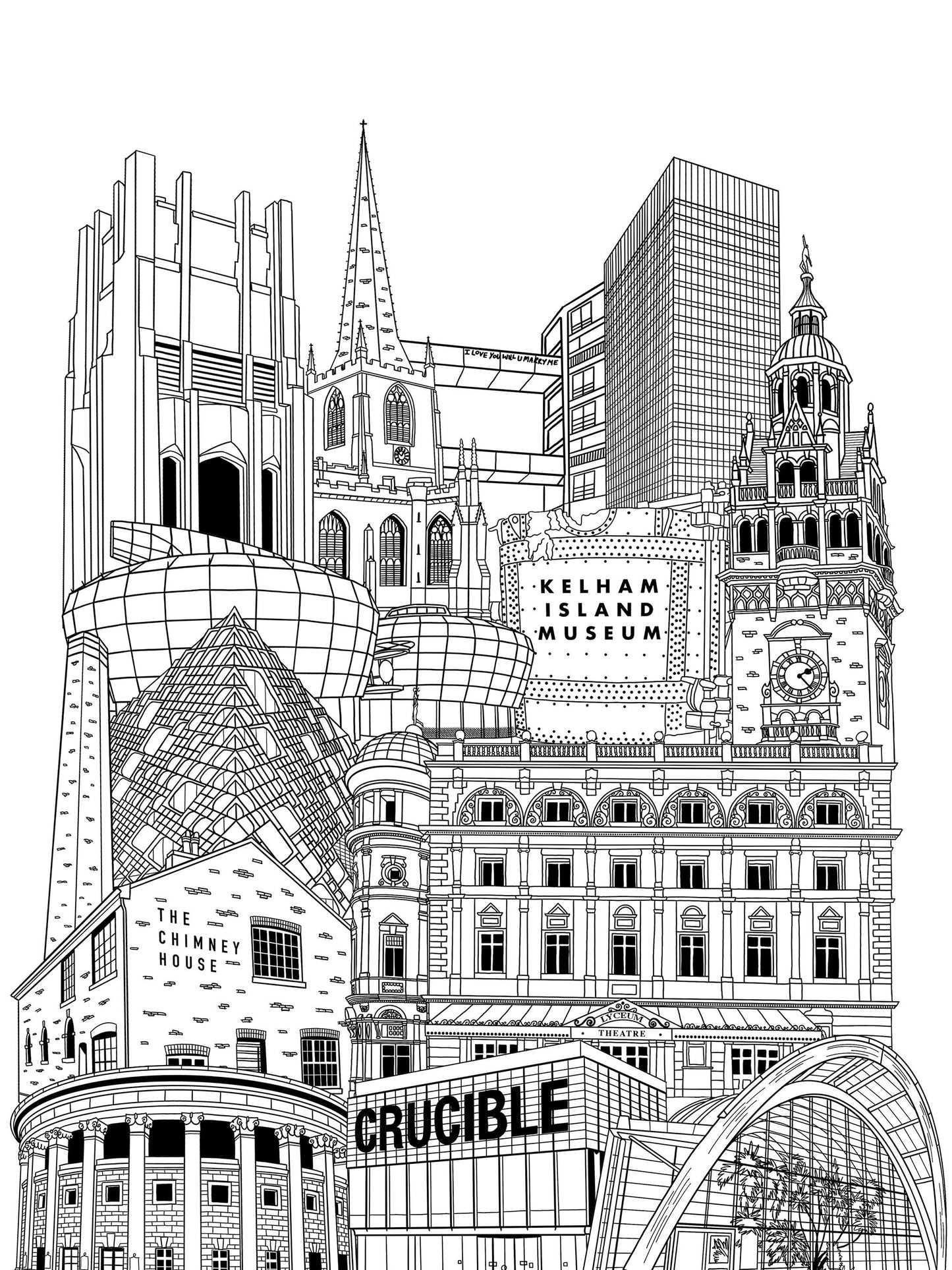 Personalised Sheffield City Illustration Print